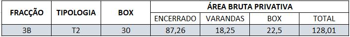 Areas Edificio 3 Fracção 3B