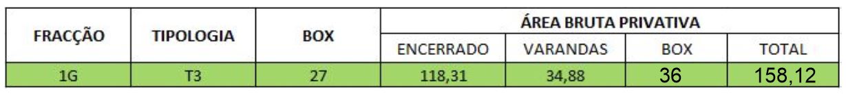 Areas Edificio 3 Fracção 1G